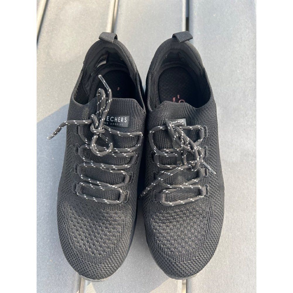 Skechers Los Angeles Women Black Stretch Fit Sneakers Size 8.5